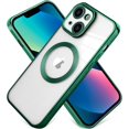 thumbnail image 1 of Transparent Electroplated for iPhone 13 Case [Never Yellow] Plating Gold Bumper Shockproof Protective Slim Phone Case Compatible with MagSafe for Women Girls Men-Green, 1 of 11