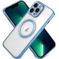 thumbnail image 1 of Transparent Electroplated for iPhone 13 Pro Max Case [Never Yellow] Plating Gold Bumper Shockproof Protective Slim Phone Case Compatible with MagSafe for Women Girls Men-Blue, 1 of 11