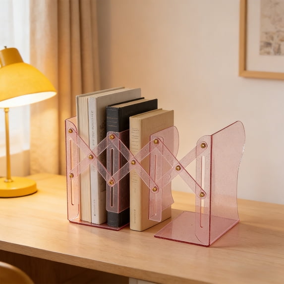 Transparent Expandable Book Stand, Acrylic Adjustable Holder, Desktop Organizer, Sturdy Storage for Office Home Library Shelves, KTFgvq