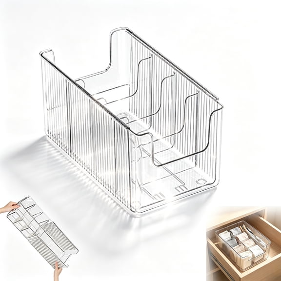 Transparent Expandable Medicine Organizer, Adjustable 9.6"–16.9" Clear Plastic Storage Box with Dividers – Drawer Organizer for Medicine, Spices & Kitchen Tools