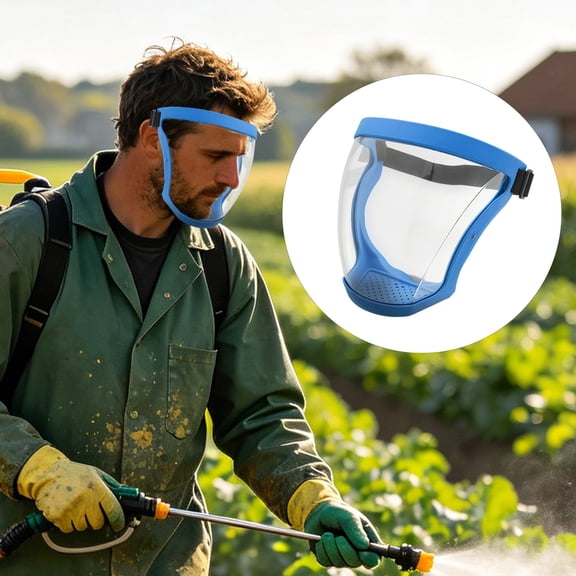 Transparent Face Shield for Grinding and Cutting,Face Mask for Work, Anti-Fog, Adjustable Headband,Heat & Impact Resistant,Clear Visor for Yard Work & Woodworking(Blue)