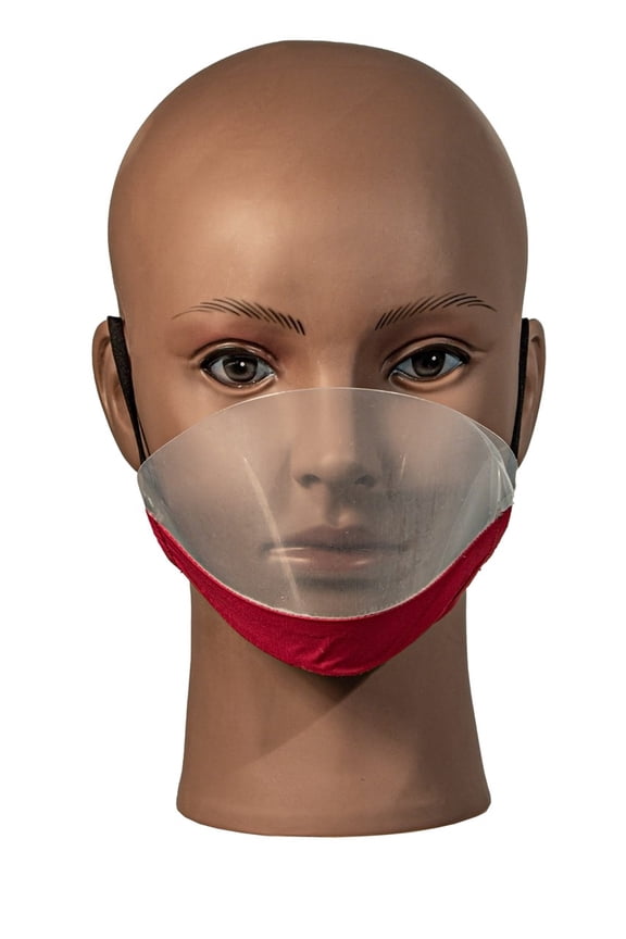 Transparent Facemask with Anti-fog RED