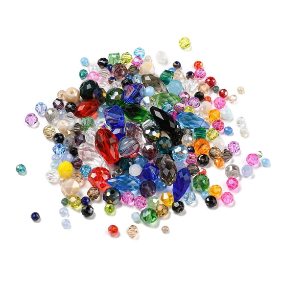 Transparent Faceted Glass Beads Center Drilled/Top Drilled Round/Teardrop/Bicone Mixed Shape Mixed Color 1.5~12x2~8mm Hole: 0.8~1.5mm