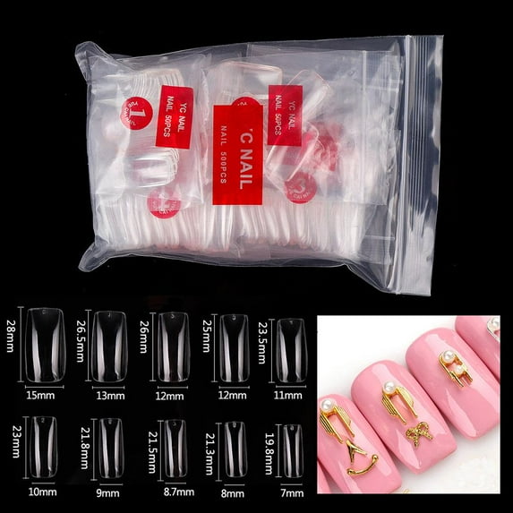 Transparent False Nail 500Pcs Manicures Tool Various Sizes Portable Artificial for Salon Appointments Home DIY -