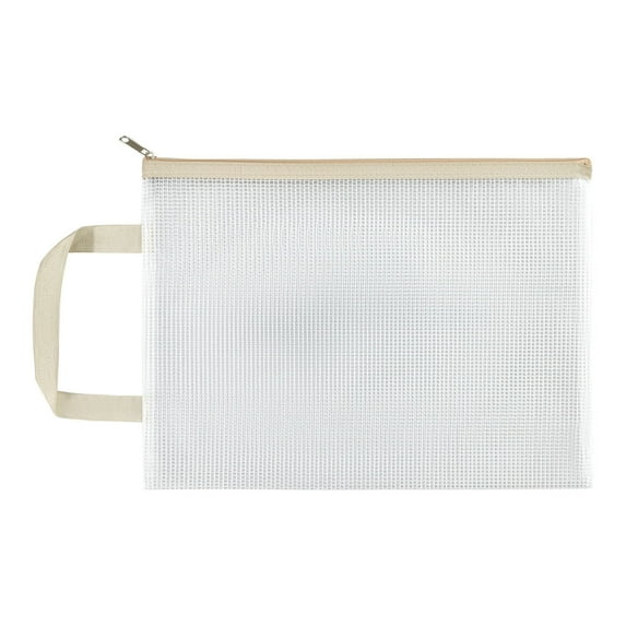 Transparent File Holder Zipper Bag with Handle PVC Waterproof Large Capacity Document Storage Bag Office Supplies