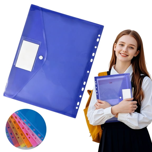 Transparent File Organizer for Binder, Folder for Documents Letter A4 Size with Label Pocket, Teacher Study Office Supplies Organization Storage, Purple