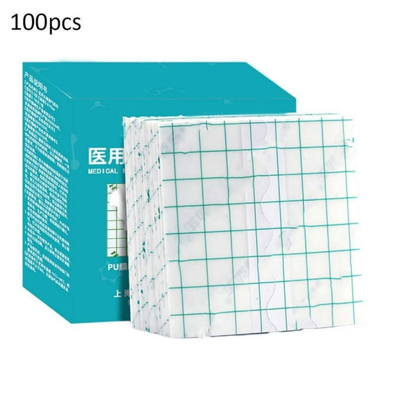 Transparent Film Dressing 100 Packs, Waterproof Adhesive Clear Bandages 4 in x 5 in, Wound Cover for IV Shield, Tattoo Aftercare Bandage(FSA/HSA Approved))