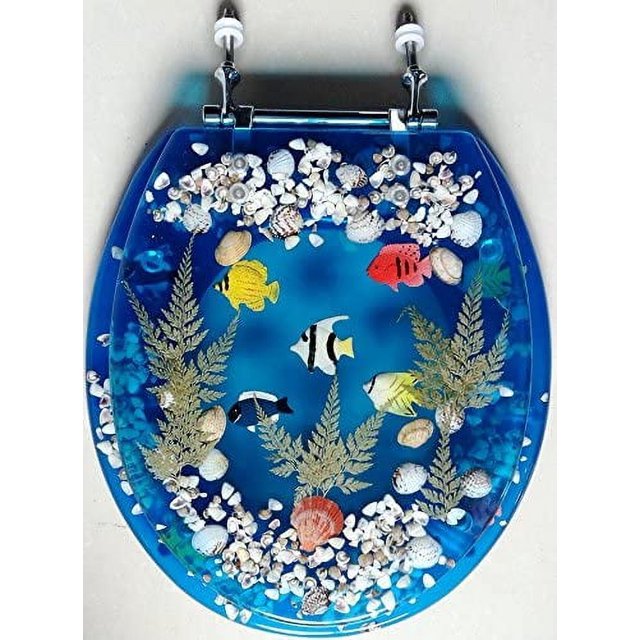 Transparent Fish Aquarium Round Standard Size Toilet Seat with Cover