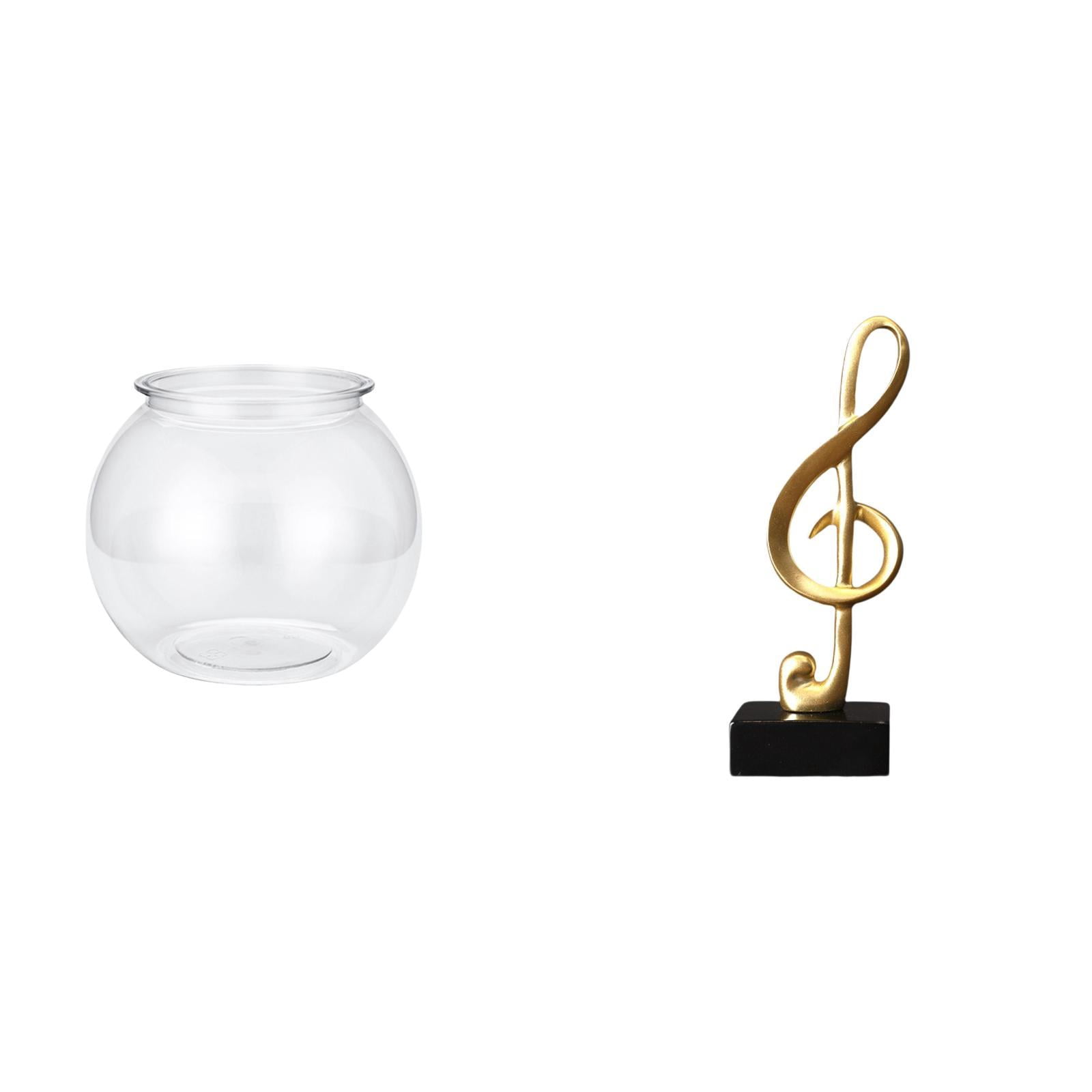 Transparent Fish Tank Vase Music Note Sculpture Resin Material for Desktop Office Home Decoration Fishes Lovers