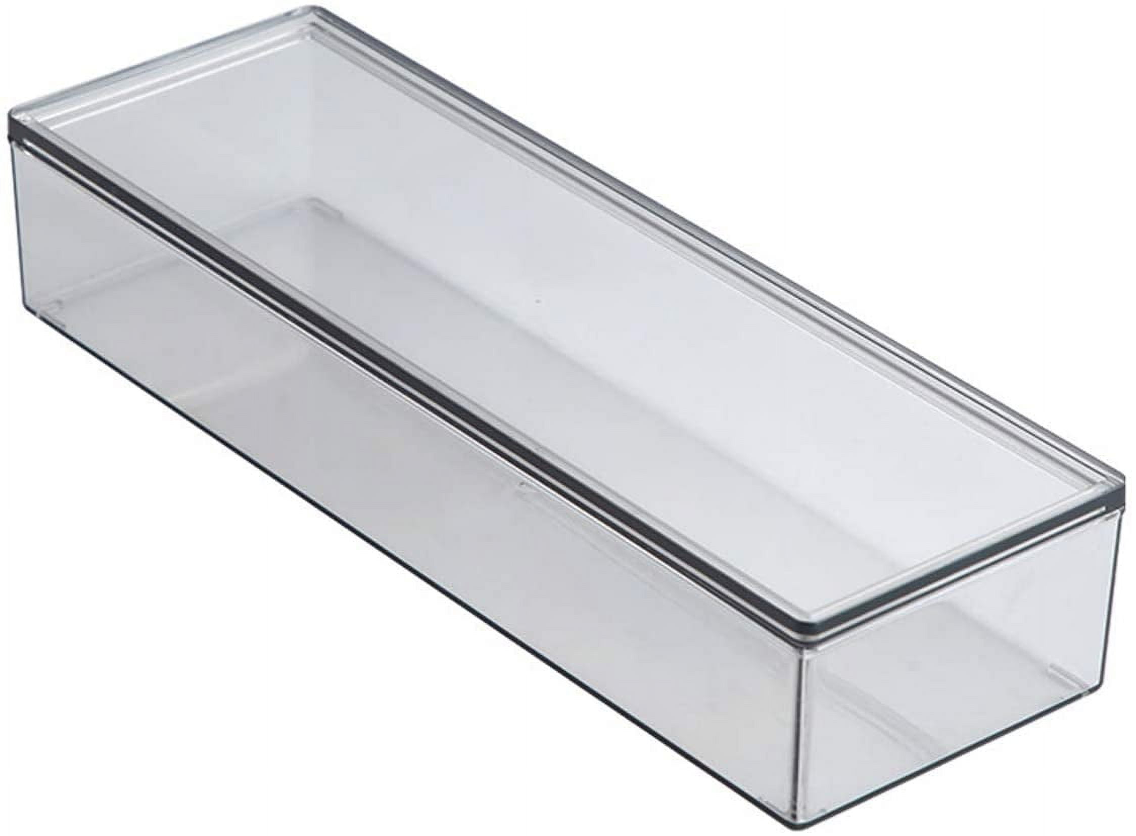 Transparent Flatware Tray Kitchen Drawer Organizer with Lid - Plastic ...