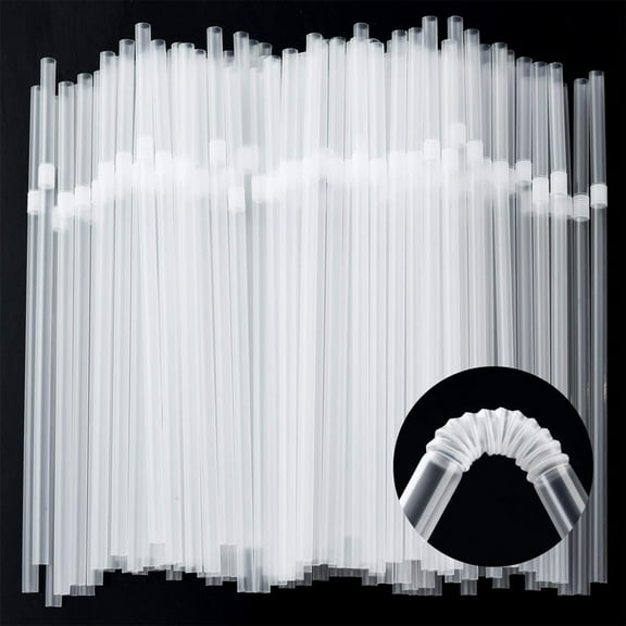 Transparent  Flexible Drinking Straws 210mm x 5mm Party Wedding BBQ Coctails