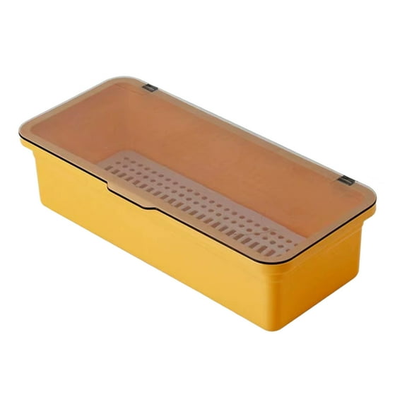 Transparent Flip Lid Chopsticks Box with Drainage Holes,Soot-Proof and Stackable Design,Multi-Purpose for Utensil Organization,Available in Various Colors,Keeps Kitchen Countertops Tidy