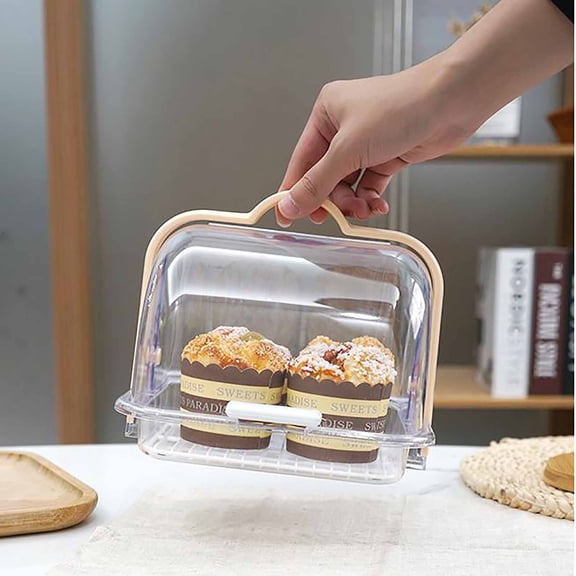 Transparent Flip Top Bread Storage Box, Airtight Cake Keeper for Countertop, Clear Plastic Bread Bin for Homemade Loaves and Snacks, Stackable Pantry Organizer