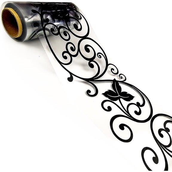 Transparent Floral Lace Peel and Stick Wallpaper Border, Black Leaves Self Adhesive Vinyl Mirror Glass Window Tile Shop Display Removable Waterproof Wallpaper Borders 3.93"32.8ft