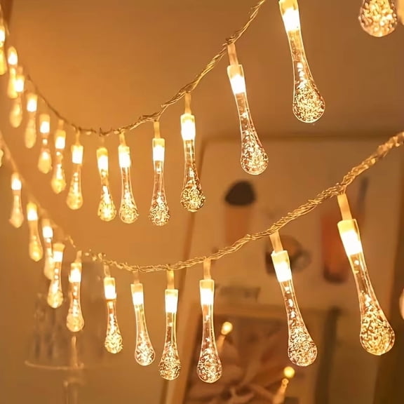 Transparent Foam Water Drop LED String Lights - Enchanting Illumination for Christmas, Halloween, and Holiday Decor