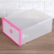 Transparent Foldable Plastic Drawer Shoe Case Storage Stackable Box Organizer Rose Red