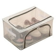 thumbnail image 1 of Transparent Foldable Shoe Storage Box, No Installation Required, Shoe Organizer with Metal Frame PVC Cloth Cover for Home(B), 1 of 4