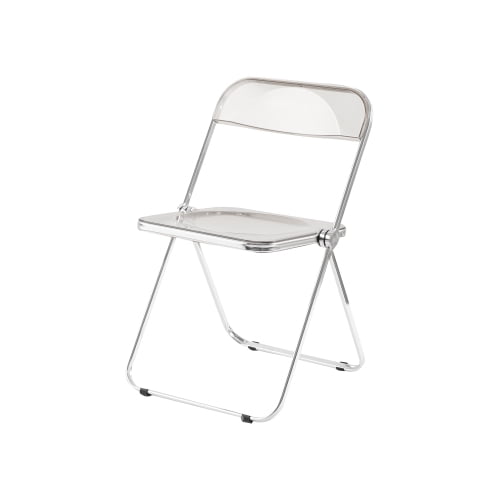 Transparent Folding Chair, Ghost Crystal Stackable Chair, Acrylic & Chrome Frame Foldable Seat for Events, Living Room, Dining, Space Saving,Solid