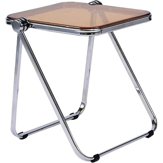 Transparent Folding Table Portable Acrylic Table, Small Work Folding TV Tray Table, Compact Foldable Computer Desk with Metal Frame for Home Bedroom Office (Color : Tawny, Size : 40x35cm)