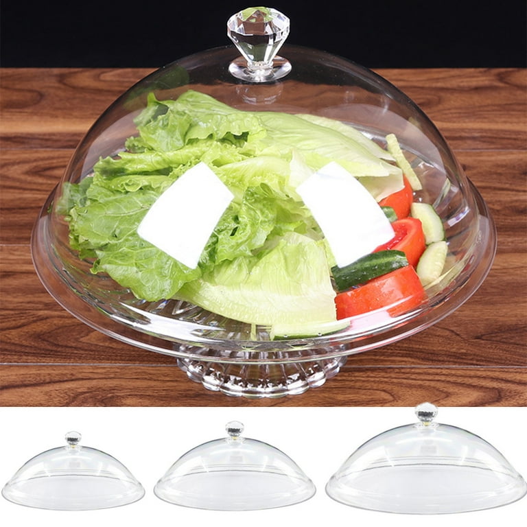 Transparent Food Cover with Crystal Diamond Cloche Dome, Food Anti-Splatter Cover Clear Cover Dish Covers for Cooking, Sweet Dessert Guard Lid BPA