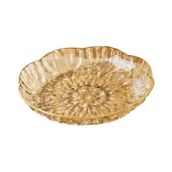 Transparent Food Serving Platter Cake Display Dessert Tray Gold Rim Durable Plastic for Family Home Celebration