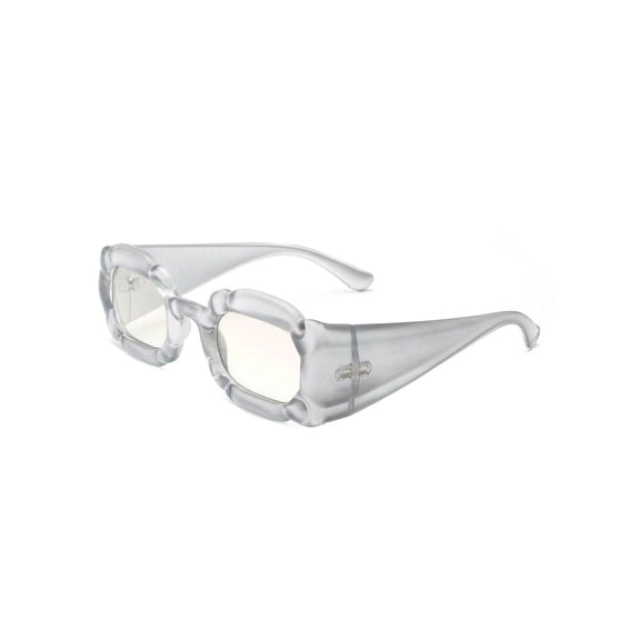 Transparent Frame Square Sunglasses - Clear Lens UV Protection Minimalist Casual Eyewear