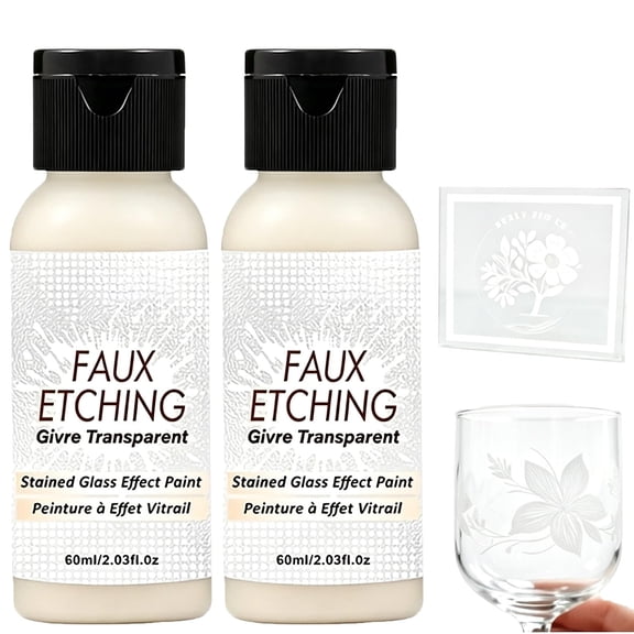 Transparent Frost Stained Glass Paint, Frosted Glass Paint for Windows & Crafts, Waterproof Faux Etching Paints Cream for DIY Glassware, Creates Instant Frosted Etched Effects