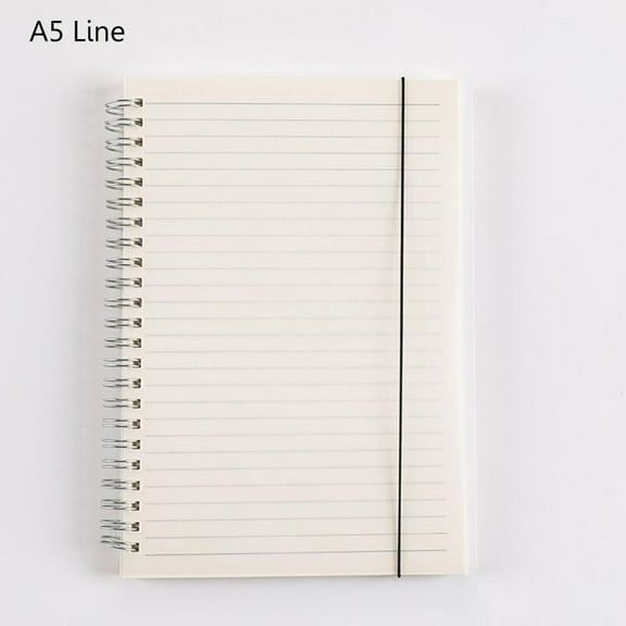 Transparent Frosted Coil Notebook Grid Blank Horizontal Line Dot Matrix Notebook (A5 Horizontal Line),1X Notepad