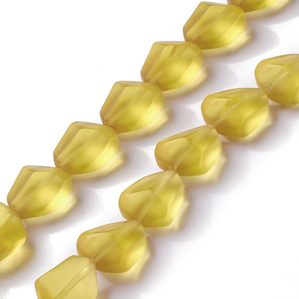 Transparent Frosted Glass Beads Strands Yellow 15x12x9.5mm Hole: 1mm about 40pcs/strand 23.62''(60cm)