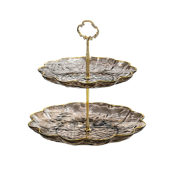 Transparent Fruit Plates and Dessert Stand, 2-Tier Serving Tray for Living Room Coffee Table, Party Wedding Snack Display Rack, 10.2x9.8x8 inch