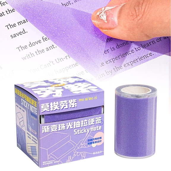 Transparent Full Adhesive Sticky Notes, 126-Sheet Pet Memo Pads for Books and Laptops, Water-Resistant Page Markers with See-Through Convenience, Removable Tabs for Journals and Planners, Purple