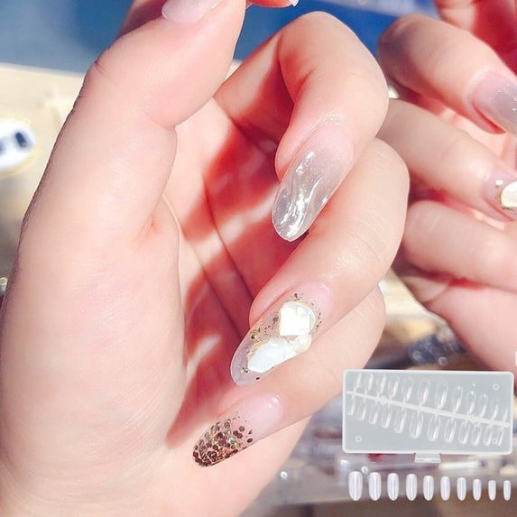 Transparent Full Coverage Nails - 120 Press-On Nails in Water Tube for DIY and Salon Practice