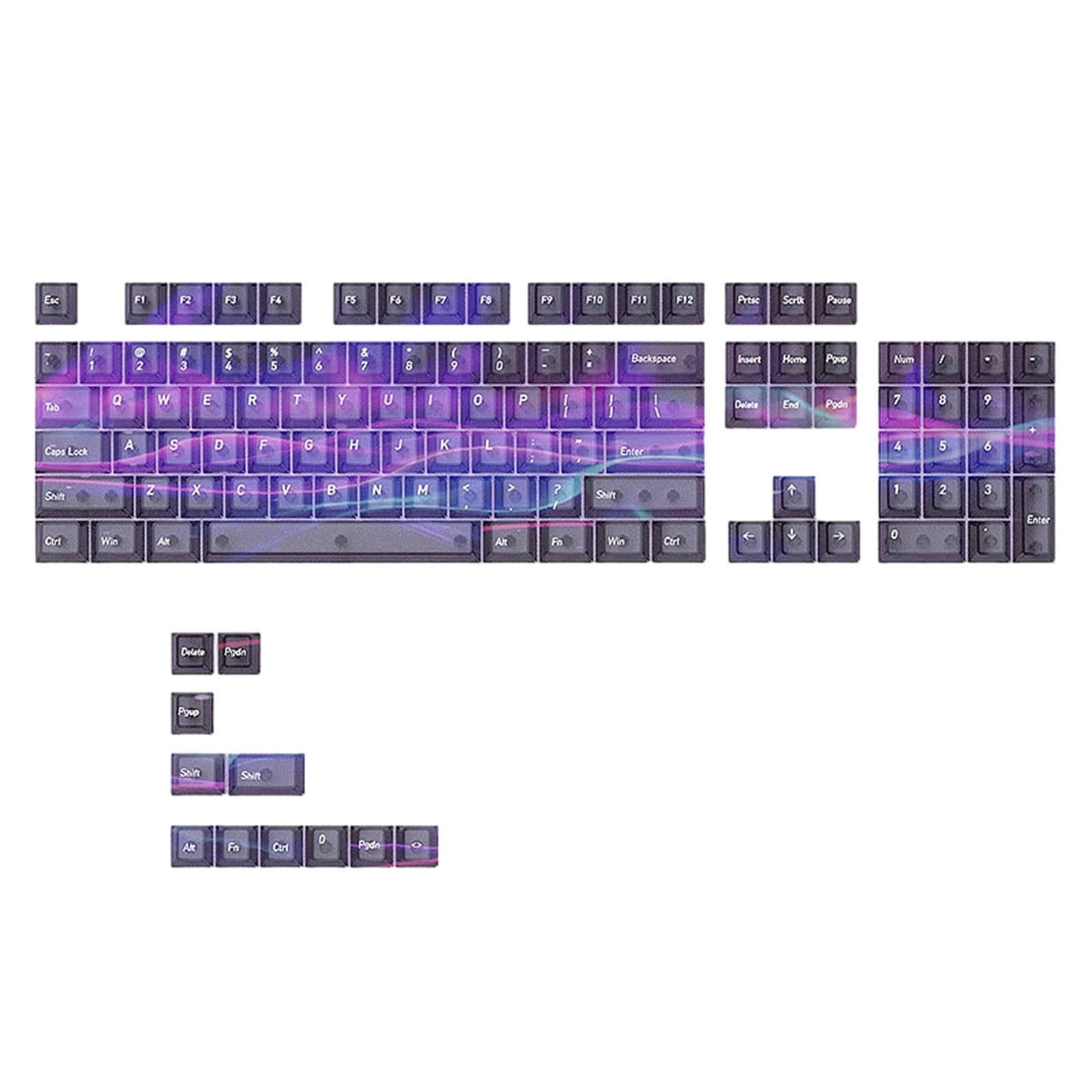 Transparent Gaming Keycaps Multi-Color 60 / 75 / 104 Layouts