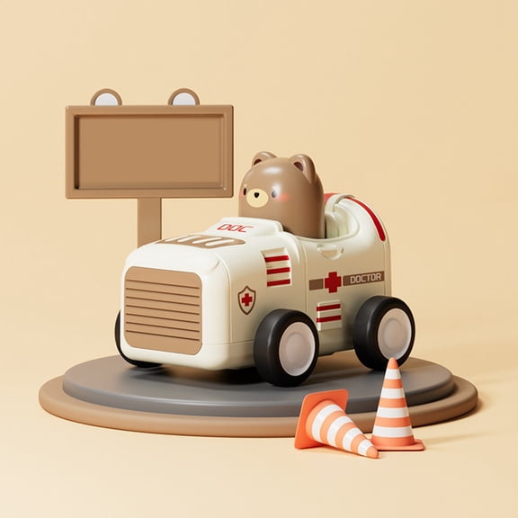 Transparent Gear Car Toy - Pull Back & Go Friction Powered Vehicle, Educational Mechanical Learning Toy for Kids 3+, No Batteries Needed (4 Color Set) Brown