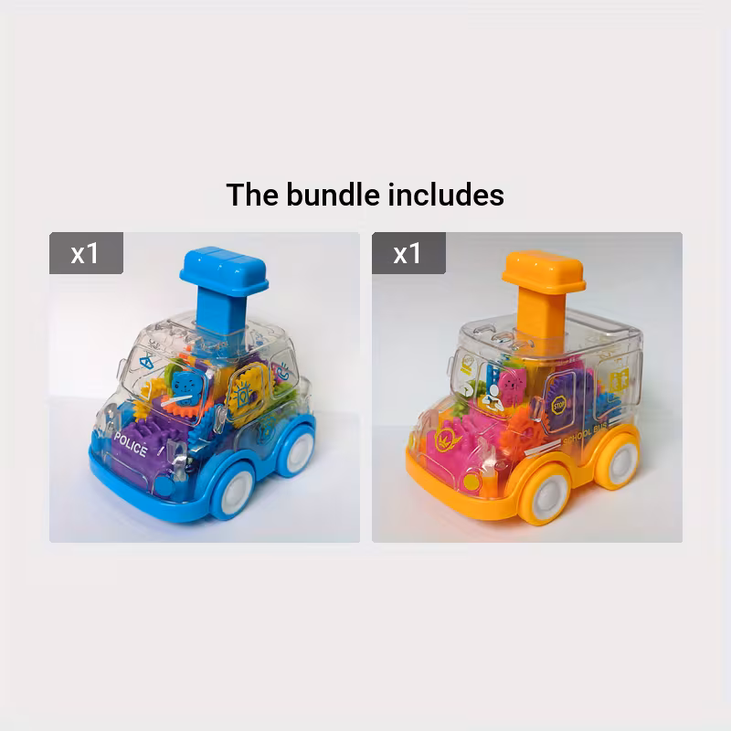 Transparent Gear Toy Car with Press-and-Go Movement, Random Color Gears, Interactive