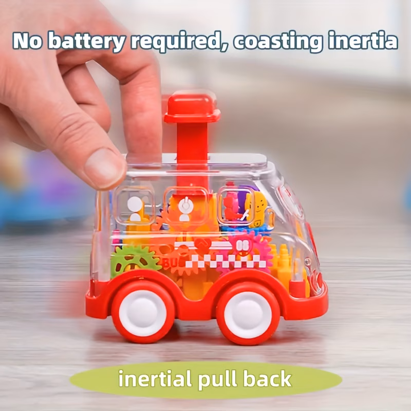 Transparent Gear Vehicle, Press-Forward Motion, Random Colors