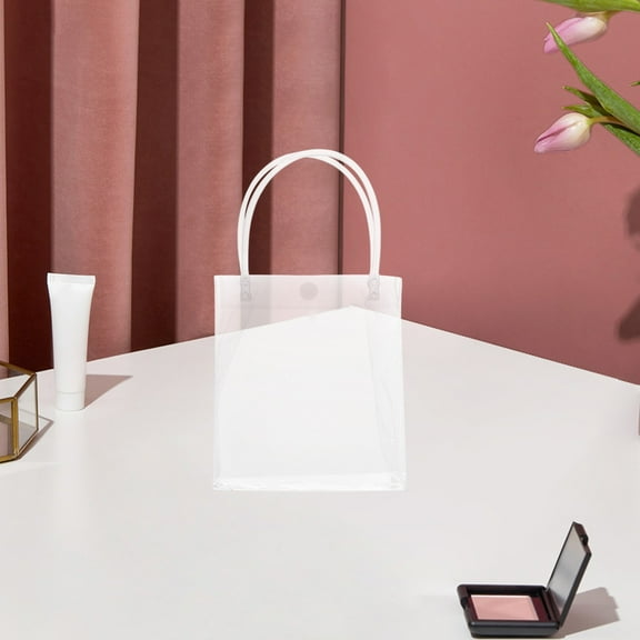 Transparent Gift Bag with Snap Closure, Waterproof Plastic Tote, for Party Favors, Gift Wrapping, and Retail Packaging, Small Size, by FAJHHA