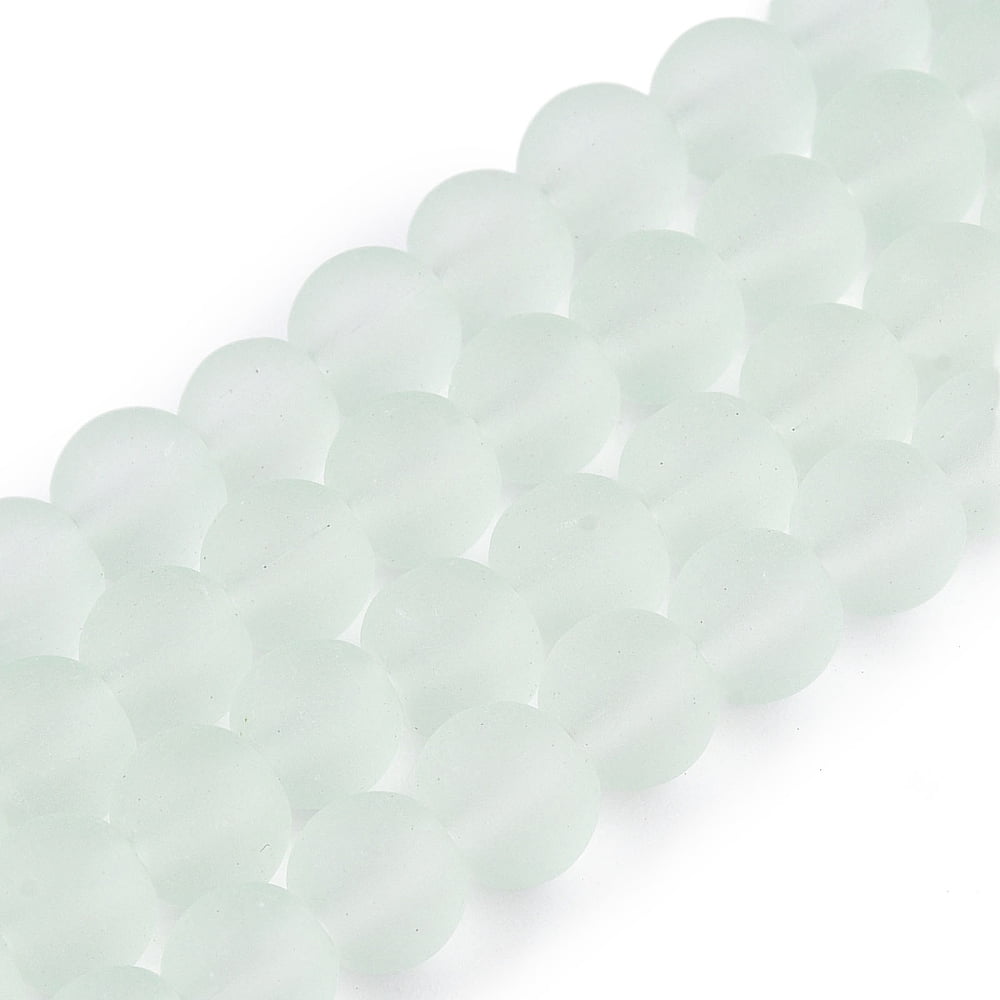 Transparent Glass Bead Strands Frosted Round Pale Green 10mm Hole: 1.3~1.6mm 80pcs/strand 31.4 inch