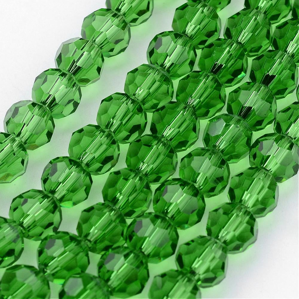 Transparent Glass Bead Strands Imitate Austrian Faceted(32 Facets) Round Lime Green 10mm Hole: 1mm 65~68pcs/strand 58~62cm diy