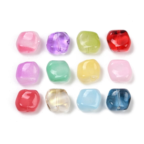 Transparent Glass Beads Baking Paint Mixed color 10.5x12x8mm Hole: 1mm