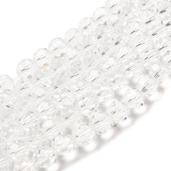 Transparent Glass Beads Faceted(32 Facets) Round Clear 10mm Hole: 1.8mm 66~68pcs/strand 24.02~24.13 inch(61~61.3cm)