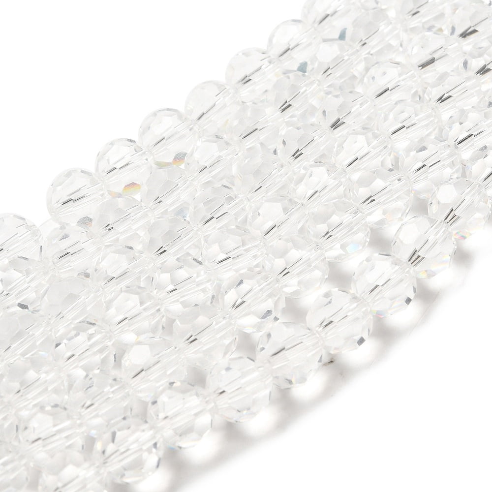 Transparent Glass Beads Faceted(32 Facets) Round Clear 10mm Hole: 1.8mm about 66~68pcs/strand 24.02~24.13 inch(61~61.3cm)