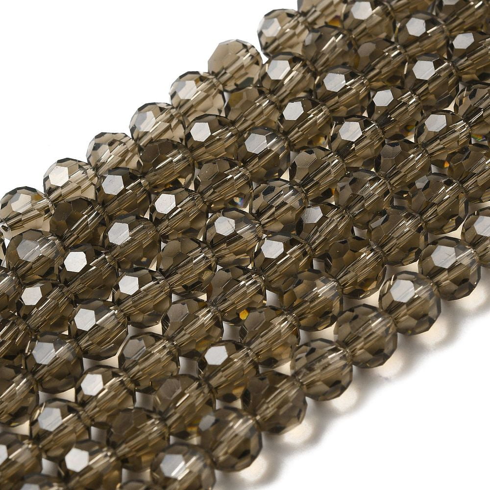 Transparent Glass Beads Faceted(32 Facets) Round Dark Goldenrod 8mm Hole: 1mm about 65~67pcs/strand 49~50cm