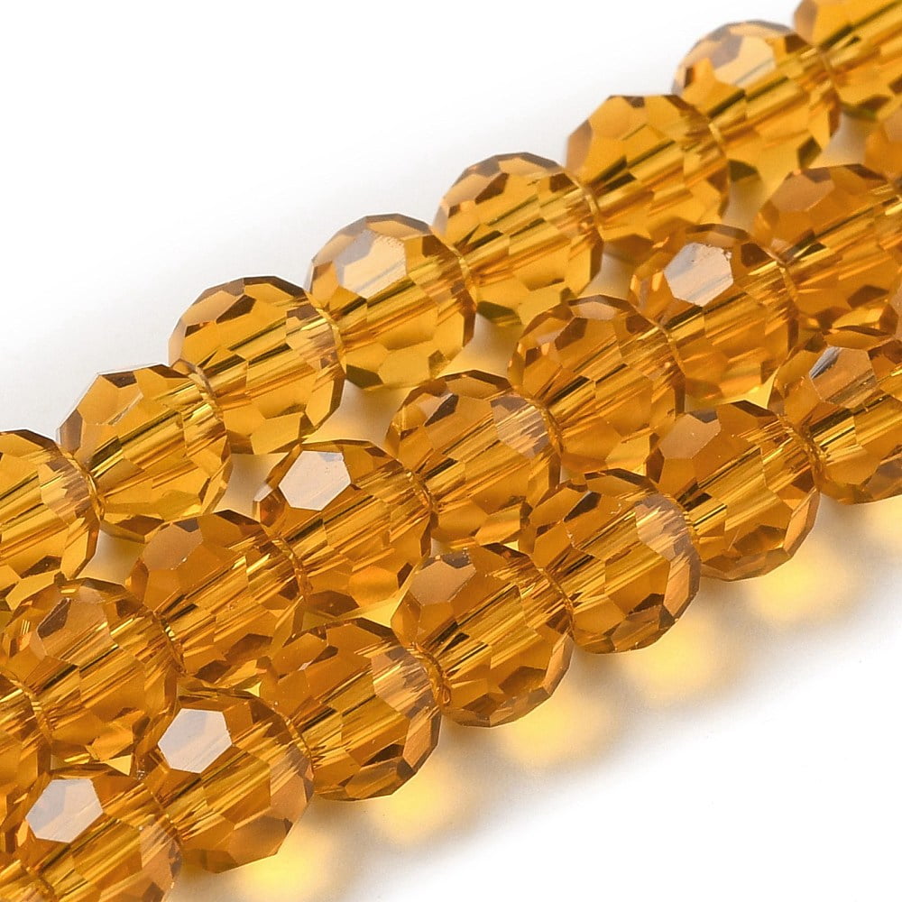 Transparent Glass Beads Faceted(32 Facets) Round Goldenrod 6mm Hole: 1mm about 98pcs/strand 20.47 inch(52cm)