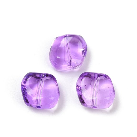 Transparent Glass Beads Baking Paint Dark Violet 10.5x12x8mm Hole: 1mm Glass