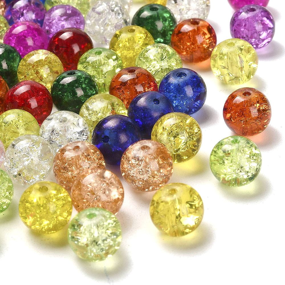 Transparent Glass Beads Round Mixed color 9x10x9.5mm Hole: 1mm about 350pcs/500g