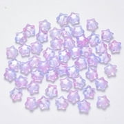 WEIYAN KJ Transparent Spray Painted Glass Beads with Glitter Powder Heart Medium Orchid 6x6x4mm Hole: 0.7mm