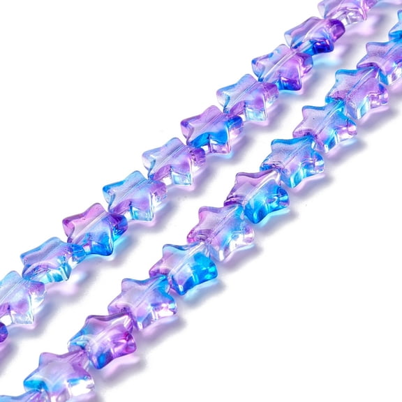 Transparent Glass Beads Strand Star Lilac 10x10x4mm Hole: 0.8mm about 40pcs/strand 13.39~14.17 inch(34~36cm) 2strands