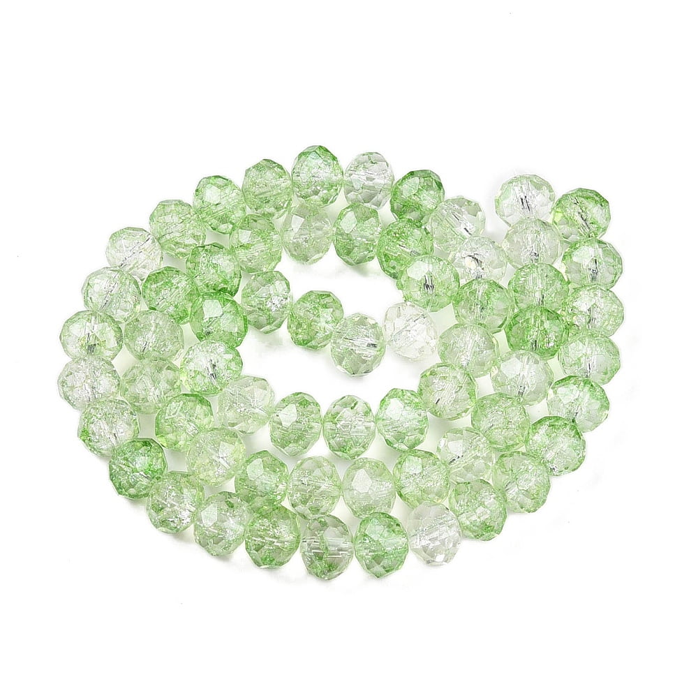 Transparent Glass Beads Strands Faceted(32 Facets) Rondelle Pale Green 6x5mm Hole: 1mm about 80~85pcs/strand 38~40cm