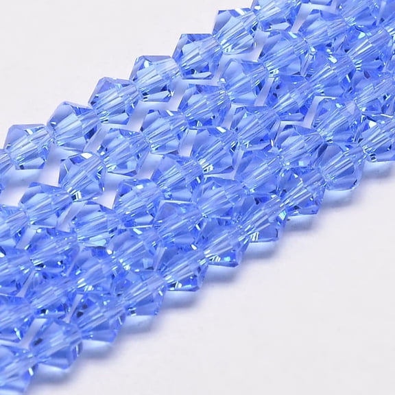 Transparent Glass Beads Strands Faceted Bicone Cornflower Blue 2.9~3.3x2.5mm Hole: 0.7mm 135~140pcs/strand 38~40cm